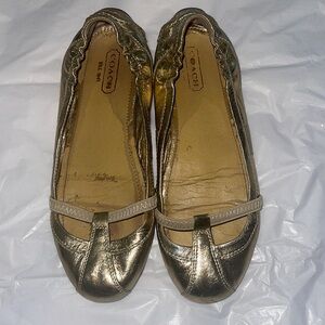 Coach Gold Verra Flats Leather 7.5